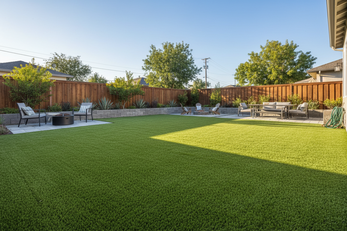 Artificial grass lawn installation